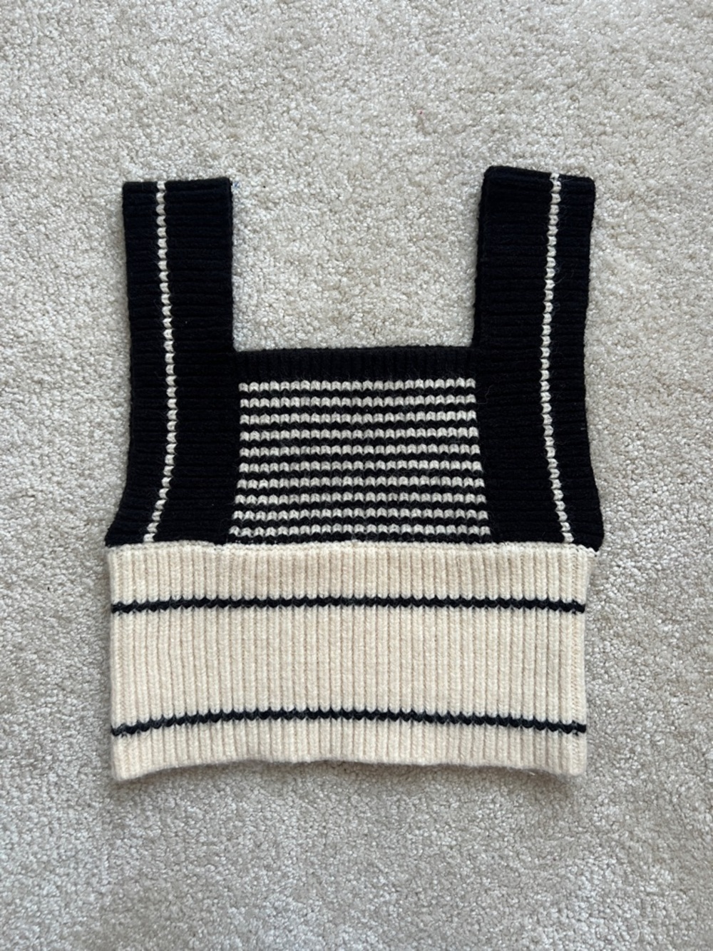 Cider Black and Cream Striped Cropped Knit Tank